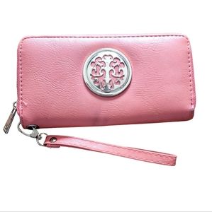 salmon pink women's wristlet